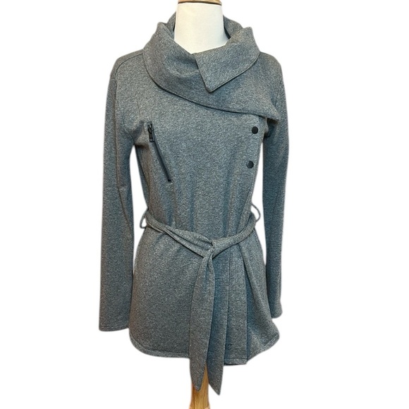 Harley Davidson Asymmetric Cowl Neck Belted Long Cardigan Shacket, size Medium - Picture 1 of 16